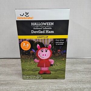 Way to Celebrate Halloween Airblown Inflatable 3.5 Ft Devil Ham Light up blow up